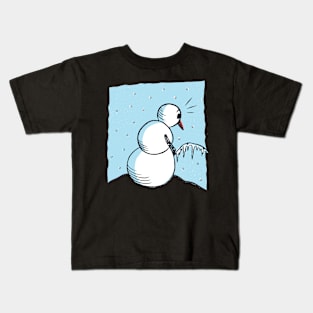 Funny peeing snowman Kids T-Shirt